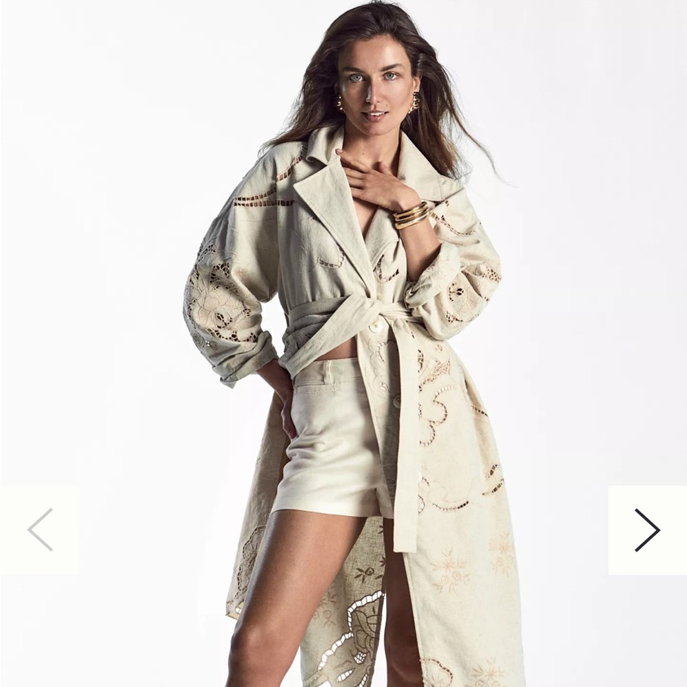 Avec Les Filles Cutwork Linen Trench Coat NWT